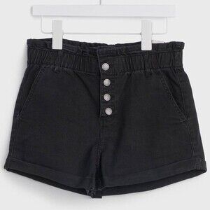 Vanilla Star Washed Black Denim Paper Bag Short